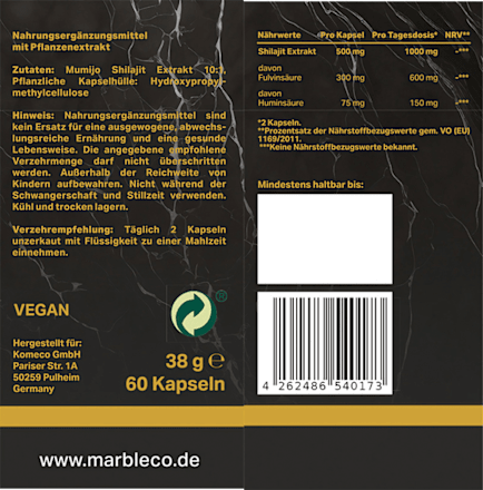 Mumijo Shilajit Kapseln 60 St marble