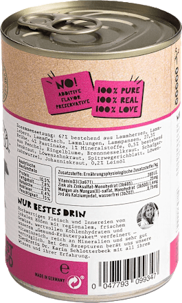 Nassfutter Hund mit Lamm, Abendbrot DOGS'n TIGER