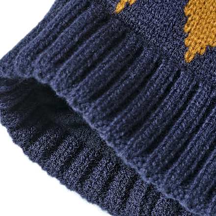 Strickmütze mit Norweger-Muster, blau & weiß, Gr. 52/53 PUSBLU