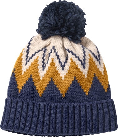 Strickmütze mit Norweger-Muster, blau & weiß, Gr. 50/51 PUSBLU