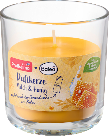 Illatgyertya üvegben tejes-mézes illattal Profissimo