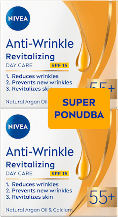 Dnevna krema proti gubam 55+, 2 x 50 ml NIVEA