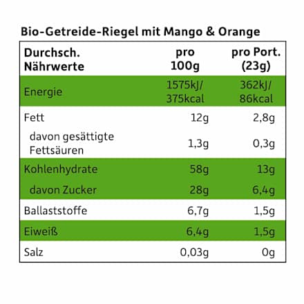 Fruchtriegel mit Getreide Mango & Orange ab 1 Jahr, (4x23 g) Freche Freunde