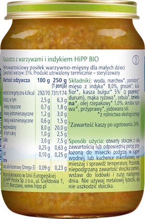 Kaszotto z warzywami i indykiem, po 12. m-cu HiPP