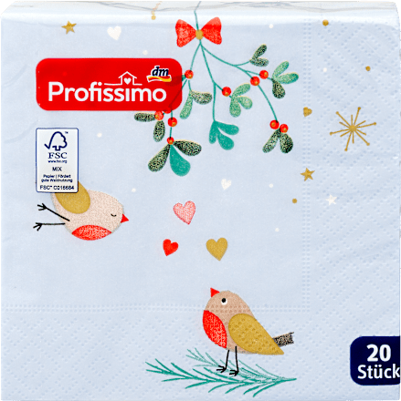 Troslojne salvete - motiv: ptičice, 25 x 25 cm Profissimo