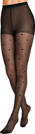 Strumpfhose mit Herz-Muster schwarz Gr. 46/48 Fascino