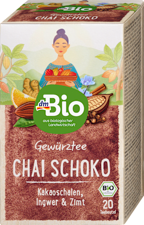 Bio čajna mešanica Chai Schoko s kakavom, ingverjem in cimetom (20 x 2 g) dmBio