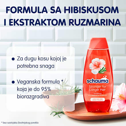 Šampon za kosu Stronger for Longer Hair  – hibiskus i ružmarin schauma