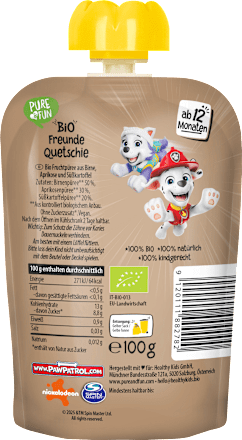 EKO pire Paw Patrol – kruška, marelica i batat, 12+ mj. PURE & FUN