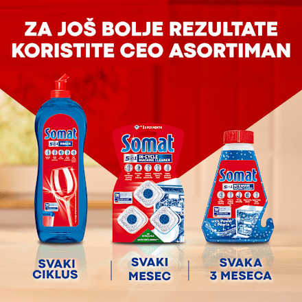 ALL IN 1 EXTRA tablete za pranje sudova GIGA pack 85kom + 5in1 RINSER za sjaj posuđa 750ml gratis Somat