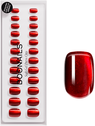 Künstliche Nägel Press Ons Extra Short Square Red Cateye Doonails
