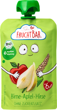 Quetschie Bio Birne, Apfel und Hirse ab 6 Monaten FruchtBar