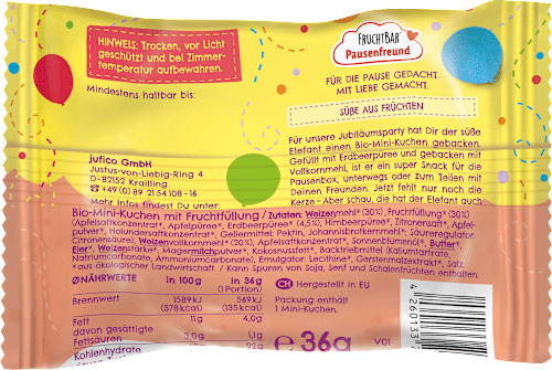 Kindersnack Mini-Kuchen mit Erdbeerpüree FRUCHTBAR Pausenfreund