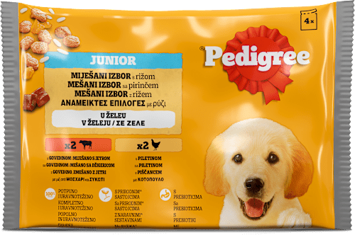 Vital Protection Junior miješana hrana za štence – 4 vrećice – piletina, govedina, riža Pedigree