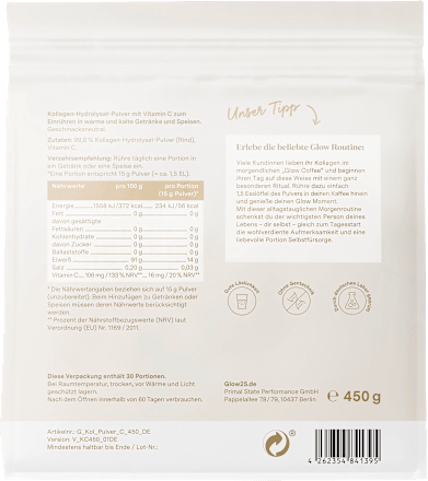 Kollagen Pulver mit Vitamin C Glow25