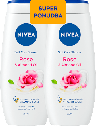 Kremni gel za tuširanje Rose - super ponudba, 2 × 250 ml NIVEA