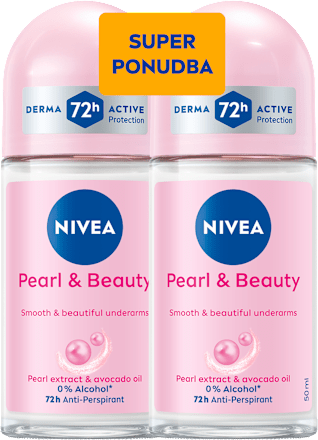 Roll-on anitperspirant Pearl & Beauty - super ponudba, 2 × 50 ml NIVEA