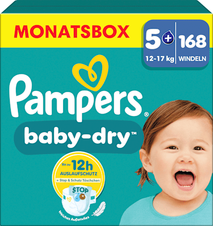 Windeln Baby Dry Gr. 5+ Junior Plus (12-17 kg) Monatsbox Pampers