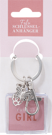 Schlüsselanhänger Metall Quadrat Paradies