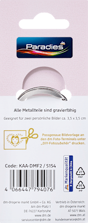 Schlüsselanhänger Metall Quadrat Paradies