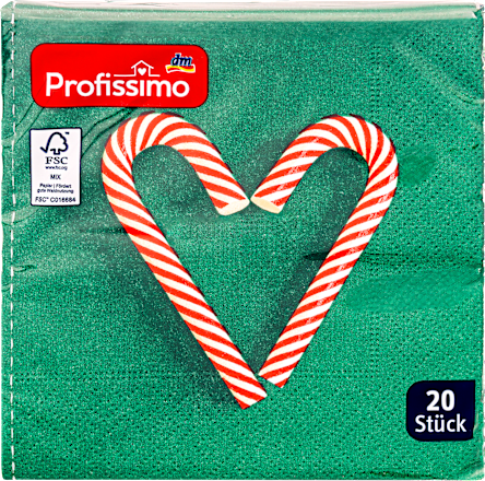 Troslojne salvete, motiv: srce šećerni štapić, 25x25cm Profissimo