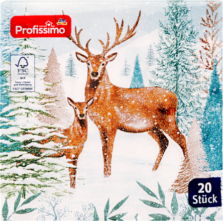 Papirnate serviete, 33 x 33 cm, motiv jelenov Profissimo