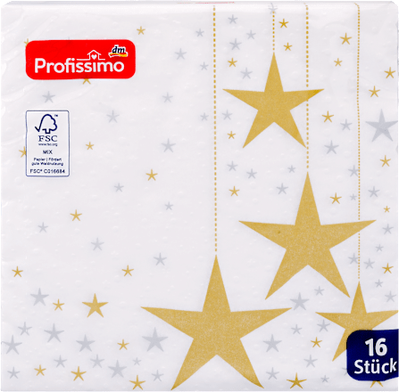 Papirne salvete s motivom srca, drveta i zvjezdica, 3 - slojne, 33 x 33 cm Profissimo