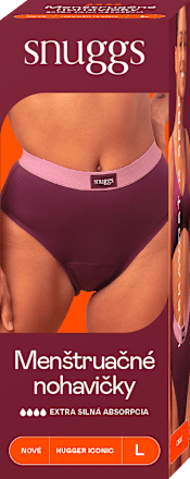 Menštruačné nohavičky Hugger Iconic - bordová, extra silná absorpcia, veľ. L snuggs