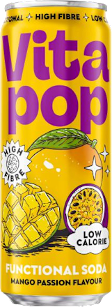 soda s příchutí mango a maracuja Vitapop