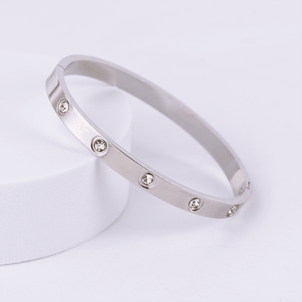 Narukvica od nehrđajućeg čelika – srebrna, cirkoni Ivančica Pahor