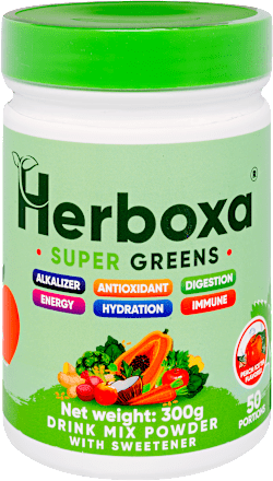 Super Greens őszibarackos ízű italpor Herboxa