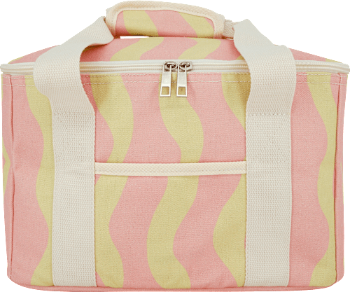 Kühltasche aus Polycotton, Wellenmuster gestreift, gelb/rosa (32x21x21 cm) Soapland
