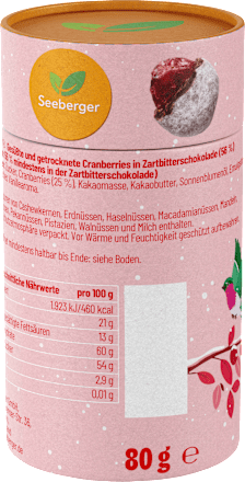 Geschenkset Weihnachten Kakao-Mandeln oder Cranberries Seeberger