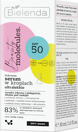 Ochronne serum w kroplach ultralekkie SPF50 Beauty molecules Bielenda