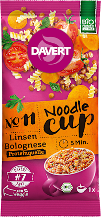 Makaron instant z soczewicą w stylu bolognese Davert