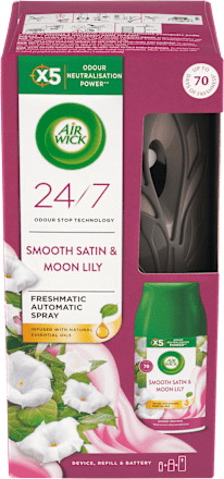 Freshmatic difuzér a náplň do osvěžovače vzduchu jemný satén a měsíční lilie AIR WICK