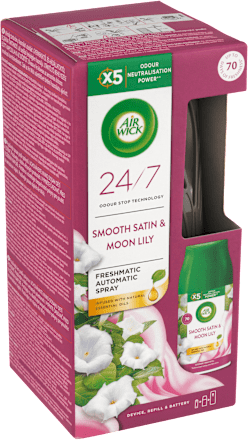 Freshmatic difuzér a náplň do osvěžovače vzduchu jemný satén a měsíční lilie AIR WICK