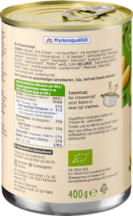 Bio borsós egytálétel zöldségekkel dmBio