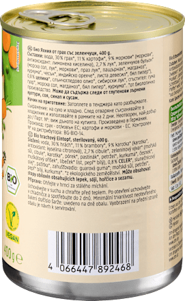 Bio borsós egytálétel zöldségekkel dmBio