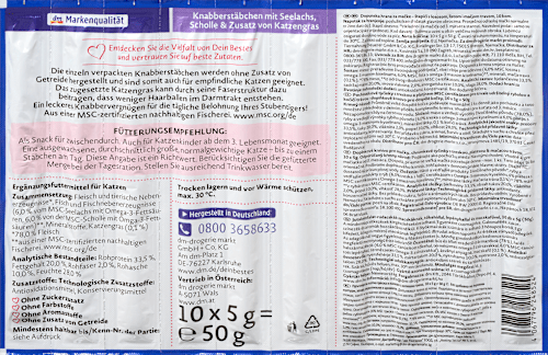 Dopunska hrana za mačke – štapići s lososom, listom i mačijom travom Dein Bestes