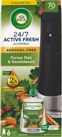 Difuzér a náplň do osviežovača vzduchu 24/7 Active Fresh dubový les a santalové drevo Air Wick