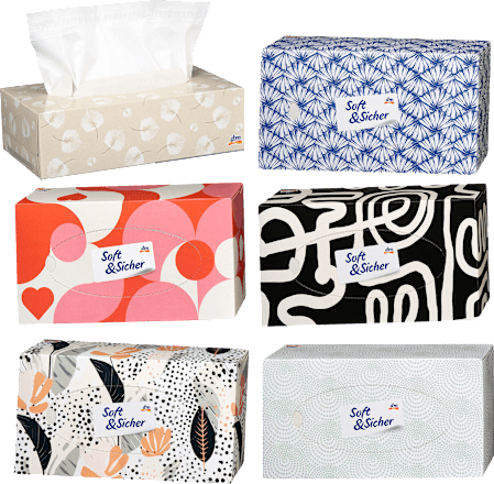 Taschentücher Box 4-lagig sortiert Soft&Sicher