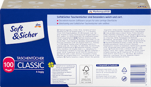 Taschentücher Box 4-lagig sortiert Soft&Sicher