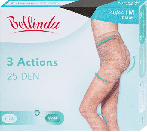 punčochové kalhoty 3 actions, velikost M, černá Bellinda