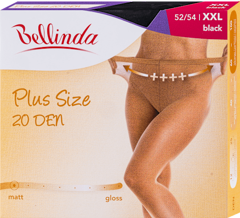 punčochové kalhoty Plus Size, 52/54, černé Bellinda