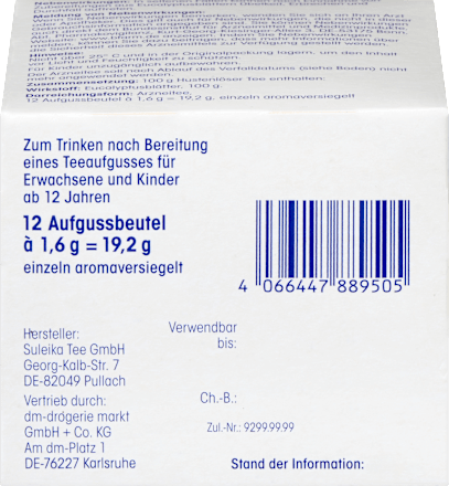 Arzneitee, Hustenlöser Tee (12 Beutel) Mivolis