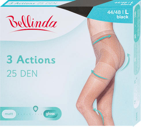 punčochové kalhoty 3 Actions, velikost L, černá Bellinda