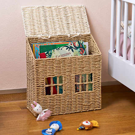 Aufbewahrungskorb aus Seegras, Haus, natur/offwhite (33x14x34 cm) Dekorieren & Einrichten