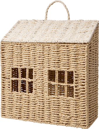 Aufbewahrungskorb aus Seegras, Haus, natur/offwhite (33x14x34 cm) Dekorieren & Einrichten