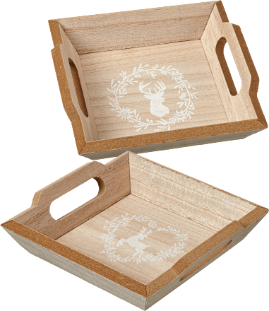 Holztablett, Hirsch, natur-weiß Dekorieren & Einrichten